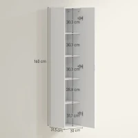 HOMCOM Dulap de Baie Suspendat Coloană cu Rafturi Reglabile și Închidere Soft Close, 30x31.5x160 cm, Alb(m-3)