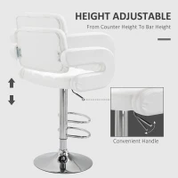 HOMCOM PU Leather Upholstered Swivel Bar Stool, Height Adjustable Barstool with Back, Armrest, Footrest for Kitchen(m-4)