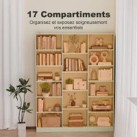 HOMCOM Bibliothèque 6 Niveaux, Étagère de Rangement avec 17 Compartiments et Étagères Réglables, 149 x 23,6 x 188 cm, Vert(m-4)
