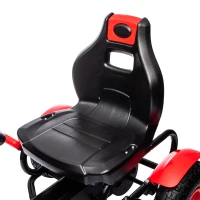 HOMCOM Gokart Tretauto mit Handbremse, verstellbarem Sitz, Vor- und Rückwärtsgang, bis 50kg für Kinder 5-12 Jahren Rot(m-9)