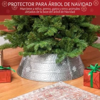 HOMCOM Falda para Árbol de Navidad de Metal Impermeable Decoración para para Fiestas Hogar 66x66x23 cm Plateado(m-4)