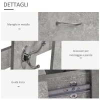 HOMCOM Mobile da Ingresso Appendiabiti con Scarpiera e Specchio Grigio Cemento(m-5)