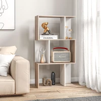 HomCom biblioteca de perete, 3 rafturi, 60x24x111.4cm, alba | AOSOM RO(m-2)