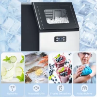 HOMCOM Kommerzielle Eiswürfelmaschine 45 kg/24H Eismaschine mit 11 kg Speicher, LCD-Anzeige für Restaurant(m-8)
