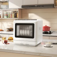 HOMCOM 6L Five-Mode Tabletop Dishwasher - White(m-2)