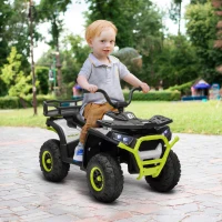 AIYAPLAY Quad Eléctrico para Niños de +3 Años con Batería 12V Faros Música MP3 Velocidad Regulable y Cesta Carga 30 kg Verde(m-10)