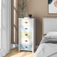 HOMCOM Kommode Schubladenkommode Siedeboard, Modern-Design, 5 Schubladen, 46 cm x 34 cm x 97,5 cm, Bunt(m-10)
