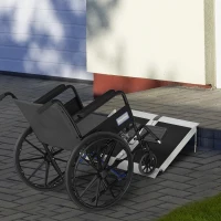 HOMCOM Rampe de fauteuil roulant pliable en alliage d'aluminium antidérapante, avec poignées, charge max. 272 kg, noir(m-2)