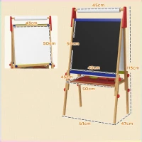 AIYAPLAY 3-in-1 Kindermalstaffelei, Kreidetafel, Whiteboard, Papierrolle, inklusive Zubehör, Kiefernholz, verstellbar(m-3)