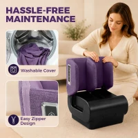 HOMCOM 2 in 1 Foot and Calf Massager with Heat, Air Compression, Timer, 3 Modes & Intensities, Purple and Black(m-7)