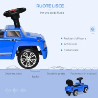 HOMCOM Macchina Giocattolo Cavalcabile Fuoristrada per Bambini con Fari e Musiche, Età 18-36 Mesi, Blu(m-5)