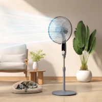 HOMCOM 16in Pedestal Standing Floor Fan, Oscillation Cooling Fan with Remote Control, Grey(m-10)