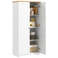 HOMCOM 172cm Kitchen Cupboard, Freestanding Storage Cabinet with Doors and Shelves, Modern 2-Door Kitchen Pantry Cupboard for Dining Room, White