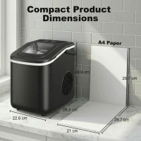 HOMCOM Countertop Ice Maker Machine 9 Cubes in 7 Mins Portable Ice Machine Ice Scoop and Basket 2 Sizes Black(m-8)