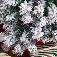 HOMCOM 4FT Prelit Artificial Snow Flocked Christmas Tree with Warm White LED Light, Holiday Home Xmas Decoration, Green White(m-9)