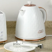 HOMCOM 3kW Rapid Boil Honeycomb Kettle - Cream(m-12)