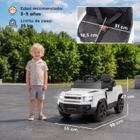 AIYAPLAY Coche Eléctrico SUV para Niños Land Rover Defender 12 V Mando a Distancia Suspensión Arranque Suave 2,7-4,5 km/h Blanco(m-3)