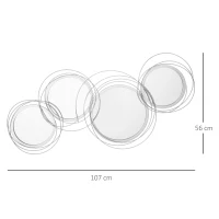 HOMCOM Metal Wall Art Modern Decorative Mirror Decor Hanging Home Wall Sculptures for Living Room Bedroom Dining Room, Silver(m-3)