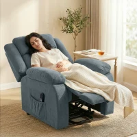 HOMCOM Sillón Relax Reclinable Eléctrico Levanta Personas con Puerto USB Control Remoto Asiento Ancho Reposapiés Gris(m-7)