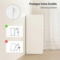 HOMCOM Commode 5 tiroirs, meuble de rangement étroit, style moderne, pour chambre à coucher, salon, couloir, 40x35x85cm, blanc(m-5)