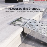 HOMCOM Rampe de chargement pliable 230 kg, rampe d'accès motos en acier galvanisé sangles de sécurité, 190 x 22 x 8 cm, argent(m-8)