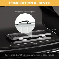HOMCOM Rampe de fauteuil roulant pliable rampe de chargement sablage antidérapante en alliage d'aluminium 91 x 73,6 cm noir(m-6)