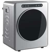 HOMCOM Sèche linge à évacuation, sèche-linge électrique 1000 W 3 Kg, 6 modes de séchage, minuterie, acier inoxydable, argent(m-1)