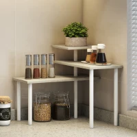 HOMCOM Estantería de Cocina de 3 Niveles con 3 Baldas Giratorias Marco de Metal y Diseño Escalonado para Comedor Salón Natural(m-10)