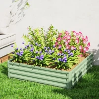 Outsunny Square Raised Garden Bed Box with Weatherized Steel Frame for Vegetables, Flowers, & Herbs, 120 x 120 x 30cm, Light Green(m-10)