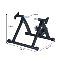 HOMCOM Deluxe Indoor Bicycle Trainer Stand Fan Fly Wind Wheel with Foldable Turbo Trainer & Noise Reduction Suitable for Tyres 26"-28" & 700C Wheel Road Bike - Black(m-3)