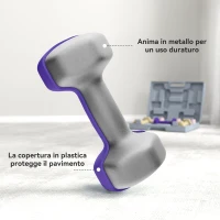 HOMCOM Set di Manubri Pesi Fitness da 9 kg con Impugnatura Antiscivolo e Valigetta, Multicolore(m-6)