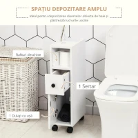 kleankin Suport hârtie igienică - Dulap pentru hârtie igienică - 3 nivele + Orificiu pentru hârtie Panouri aspect alb(m-4)