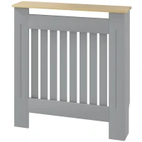HOMCOM Cubreradiador de MDF Cubierta para Radiador para Salón Dormitorio Pasillo 78x19x83 cm Gris y Roble(m-11)