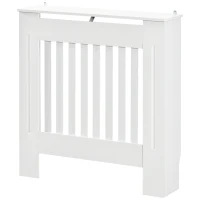 HOMCOM Cache-radiateur couverture radiateur grille d'aération verticale à lattes 78L x 19l x 81H cm en bois Blanc(m-12)