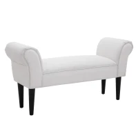 HOMCOM Bancă pentru Capătul Patului Tapițată cu Brațe Rulante și 4 Picioare, 102x35x51 cm, Gri(m-7)