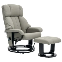 HOMCOM Relaxsessel Massagefunktion Fernsehsessel mit Seitentasche, Kunstleder, Grau(m-11)