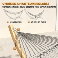 Outsunny Support pied de hamac structure robuste en bois de pin charge max. 120 Kg dim. 325L x 120l x 118H cm bois naturel(m-6)