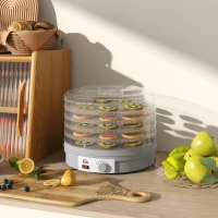 HOMCOM 5 Tier Food Dehydrator, 245W Food Dryer Machine with Adjustable Temperature Control for Drying Fruit, Meat, Vegetable, Jerky and Pet Treat, Grey(m-10)