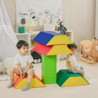 HOMCOM Conjunto de 5 Blocos para Crianças de 18-36 Meses Brinquedo de Construção para Aprendizagem Infantil 48x48x48cm Multicor(m-10)
