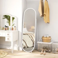 HOMCOM Specchio a Figura Intera da Terra con Supporto Pieghevole, Vetro e Metallo, 40x41x159 cm, Bianco(m-10)