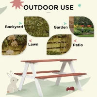 Outsunny Kids Picnic Table, Wooden Table and Bench Set, Kids Garden Furniture for Patio Aged 3-8 Years Old, Brown(m-5)