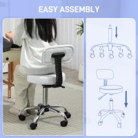 HOMCOM 360° Swivel Seat Salon Stool - White(m-7)