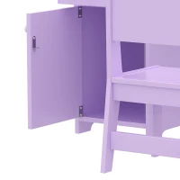 AIYAPLAY Kids Vanity Table and Chair Set, Kids Vanity Table with 2-Colour LED Mirror, Stool, Cabinet, Drawer, Shelves, Purple(m-10)