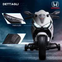 HOMCOM Moto Elettrica per Bambini con Licenza HONDA, Batteria 6V Ricaricabile, Velocità 3km/h, Bianco(m-6)