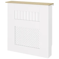 HOMCOM Couvercle de Radiateur en Bois à Lattes avec Détails Croisés et Étagère Supérieure, 78 x 19 x 81 cm, Blanc(m-12)