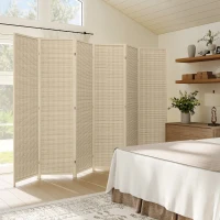 HOMCOM Paravent en bois séparateur de pièce closion de séparation pliable 6 panneaux 270 x 180 cm bois naturel(m-8)