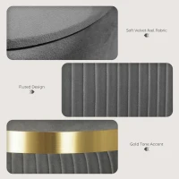 HOMCOM Velvet-Feel Storage Ottoman - Grey(m-5)