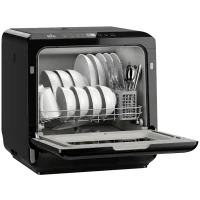 HOMCOM Tischgeschirrspüler, mit integriertem 6-Liter-Wassertank, 5 Programmen, 4 Gedecke, LED-Display Schwarz(m-11)