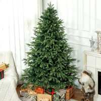 HOMCOM Künstlicher Weihnachtsbaum, realistisches Aussehen, flammhemmend, stabiler Metallfuß, 183 cm, Grün(m-10)