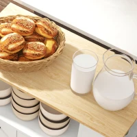 HOMCOM Carrito de Cocina con Ruedas 2 Puertas Estante Ajustable Especieros para Comedor 75x40x80,5 cm Blanco(m-8)